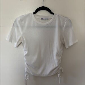 Zara White Ruched Women's Top
